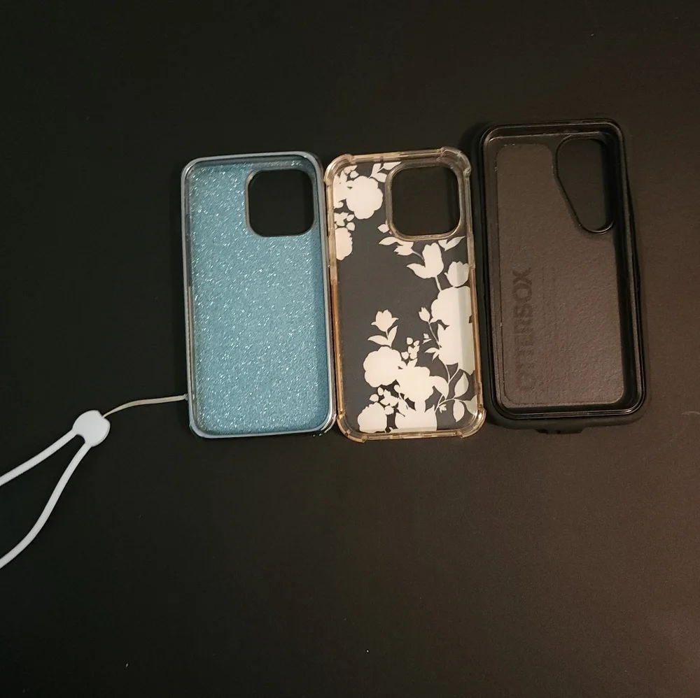 OtterBox Black, Blue Glitter, and Floral I Phone Cases 3 TOTAL